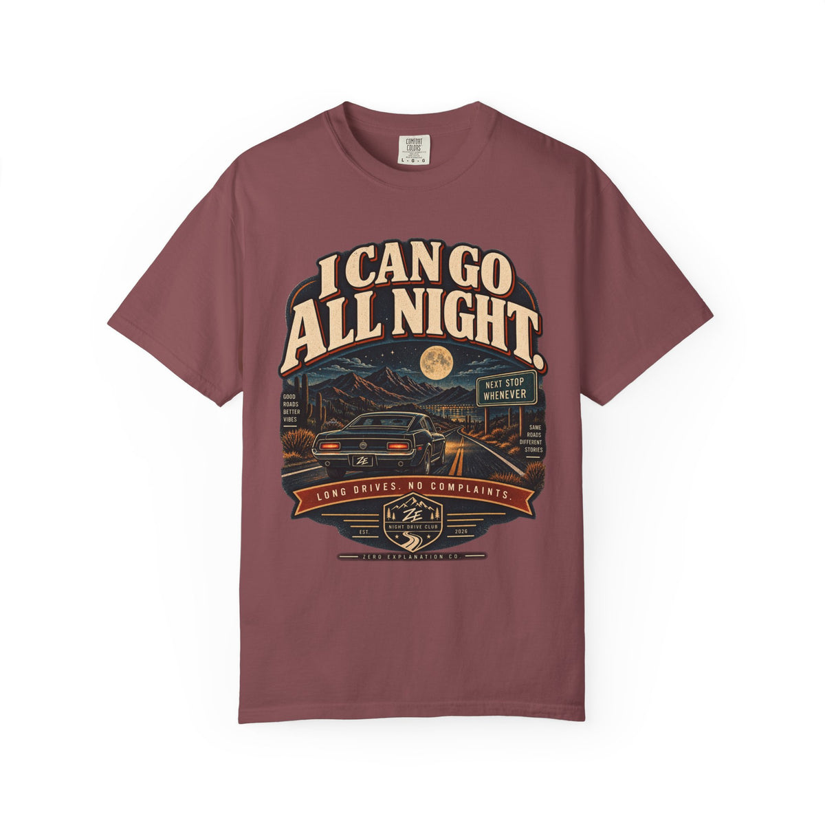 I Can Go All Night Vintage Road Trip Graphic Tee
