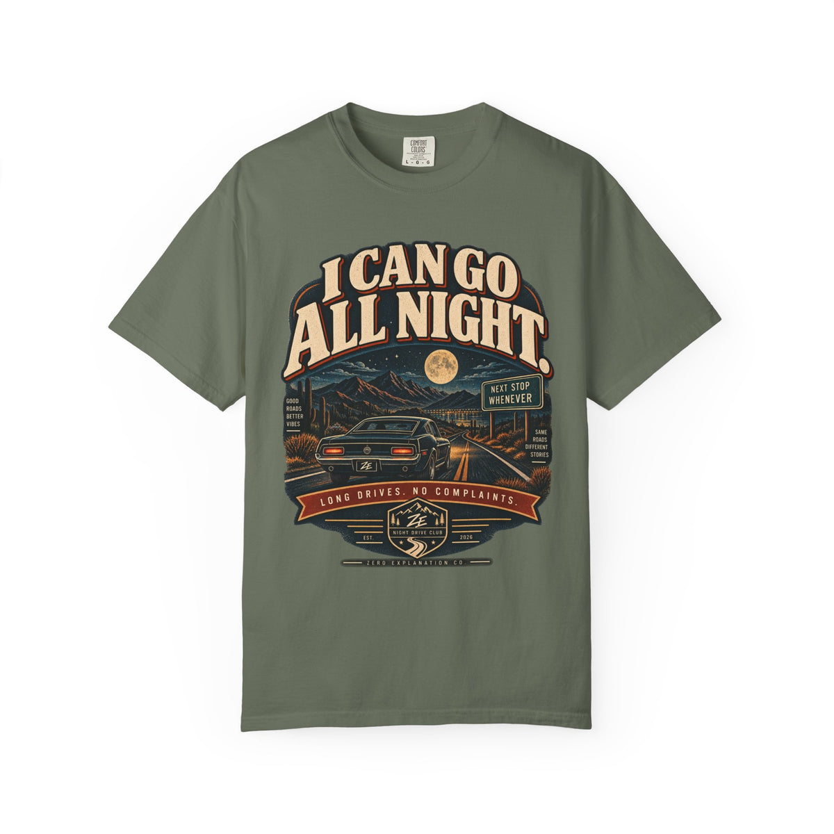 I Can Go All Night Vintage Road Trip Graphic Tee