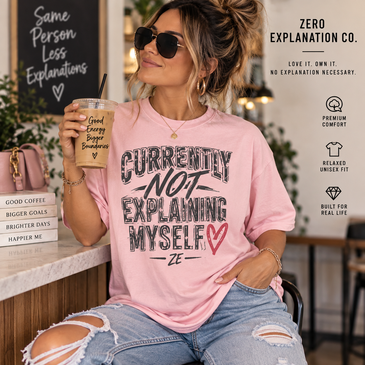 Currently Not Explaining Myself. Heart Graphic Tee