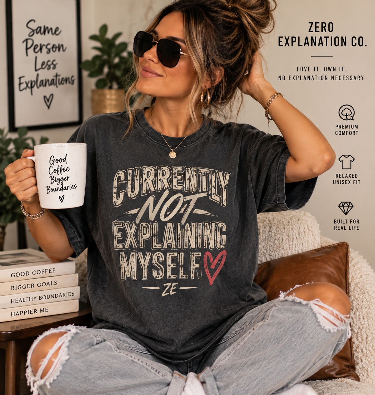 Currently Not Explaining Myself. Heart Graphic Tee